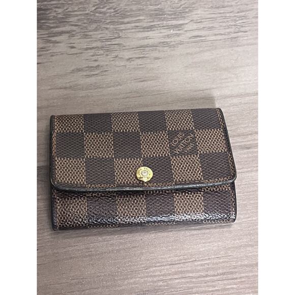 Louis Vuitton Damier Ebene 6 Key Holder Gold Hardware Classic Check From USA - Picture 10 of 11